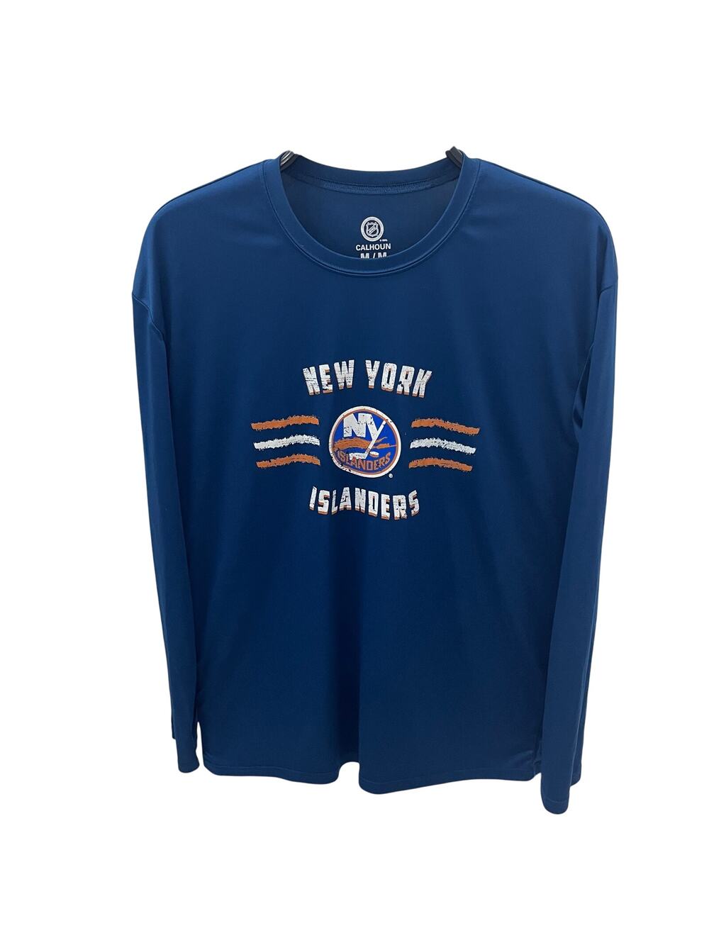 Calhoun Men’s MD New York Islanders Distressed Lines Long Sleeve Rashguard Shirt